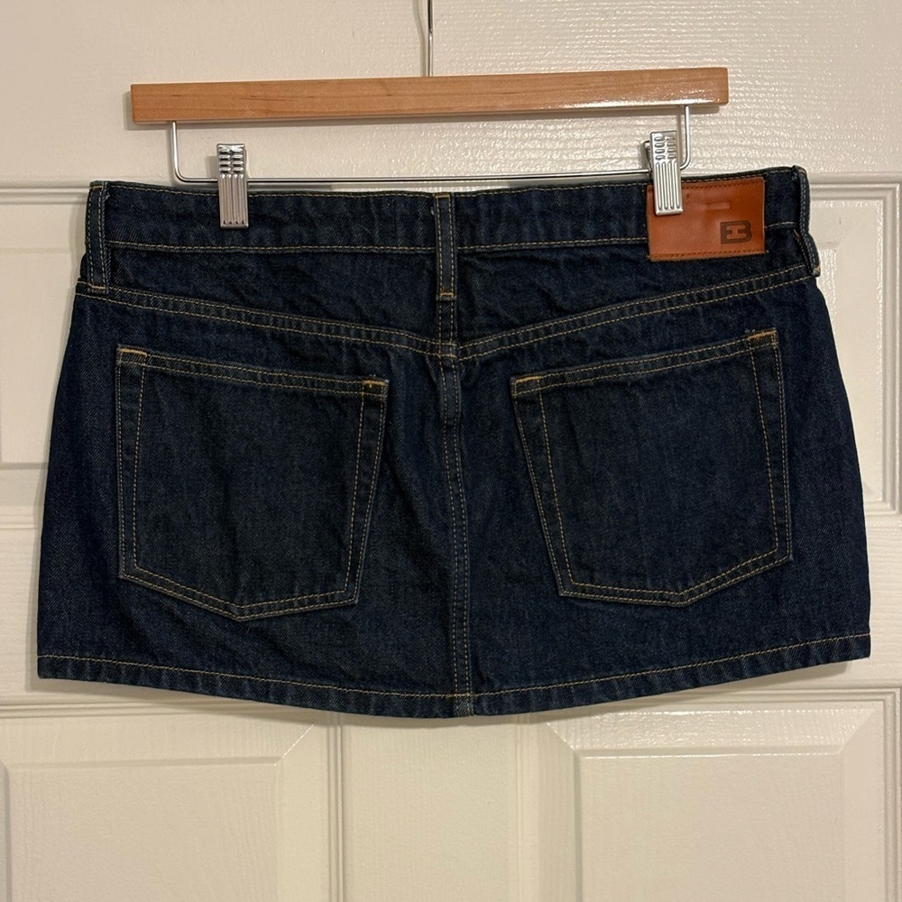 NWOT EB Denim Cherry Mini Jean Skirt Dark Wash Havana Night M L - Picture 7 of 10